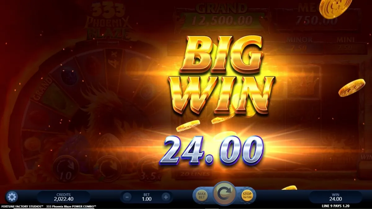Tampilan visual slot 333 Phoenix Blaze Power Combo dengan latar belakang gunung berapi dan lava